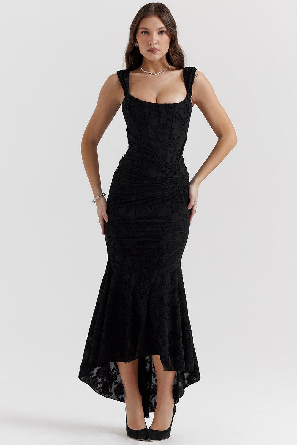 Getextureerde maxi-jurk met elegante pasvorm – Amelie