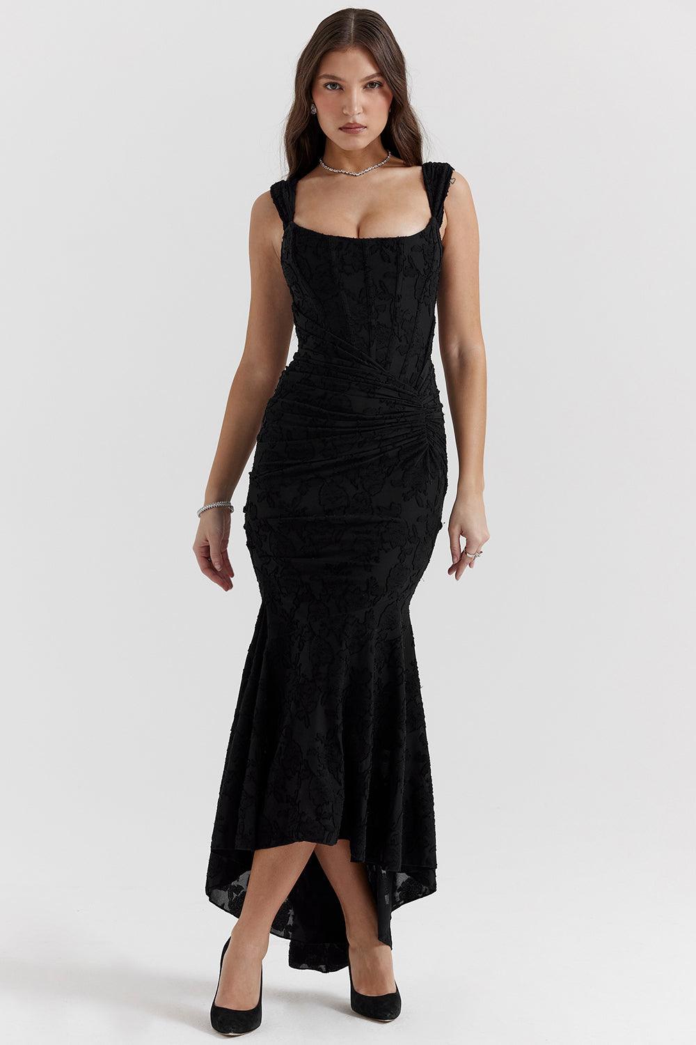 Getextureerde maxi-jurk met elegante pasvorm – Amelie