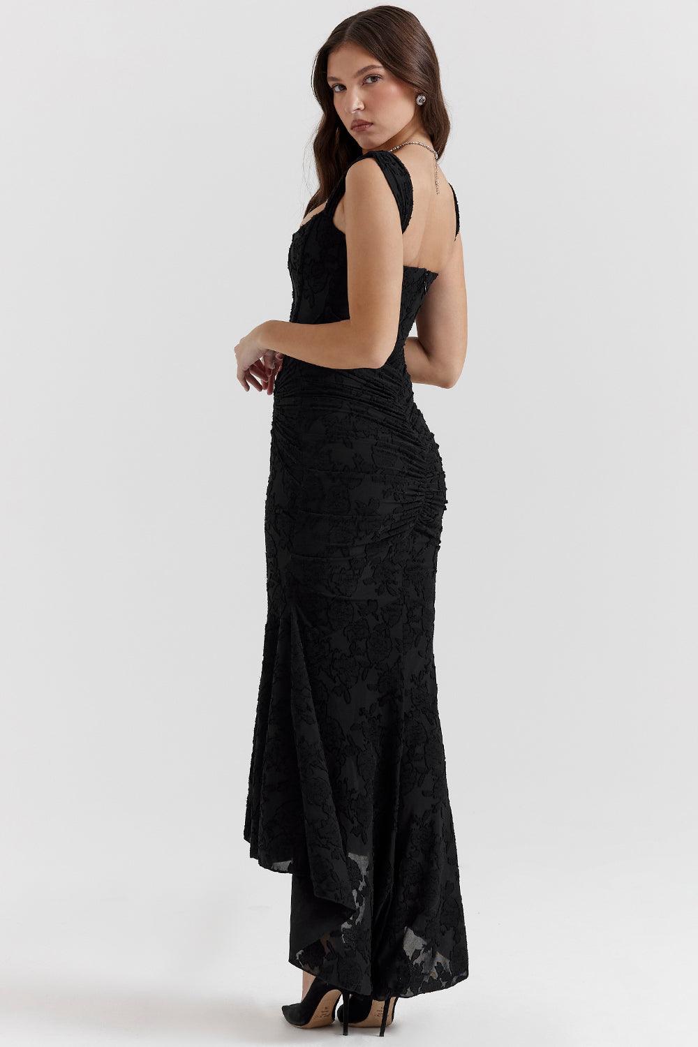 Getextureerde maxi-jurk met elegante pasvorm – Amelie