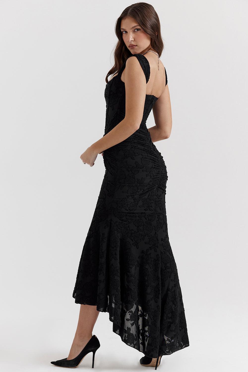 Getextureerde maxi-jurk met elegante pasvorm – Amelie