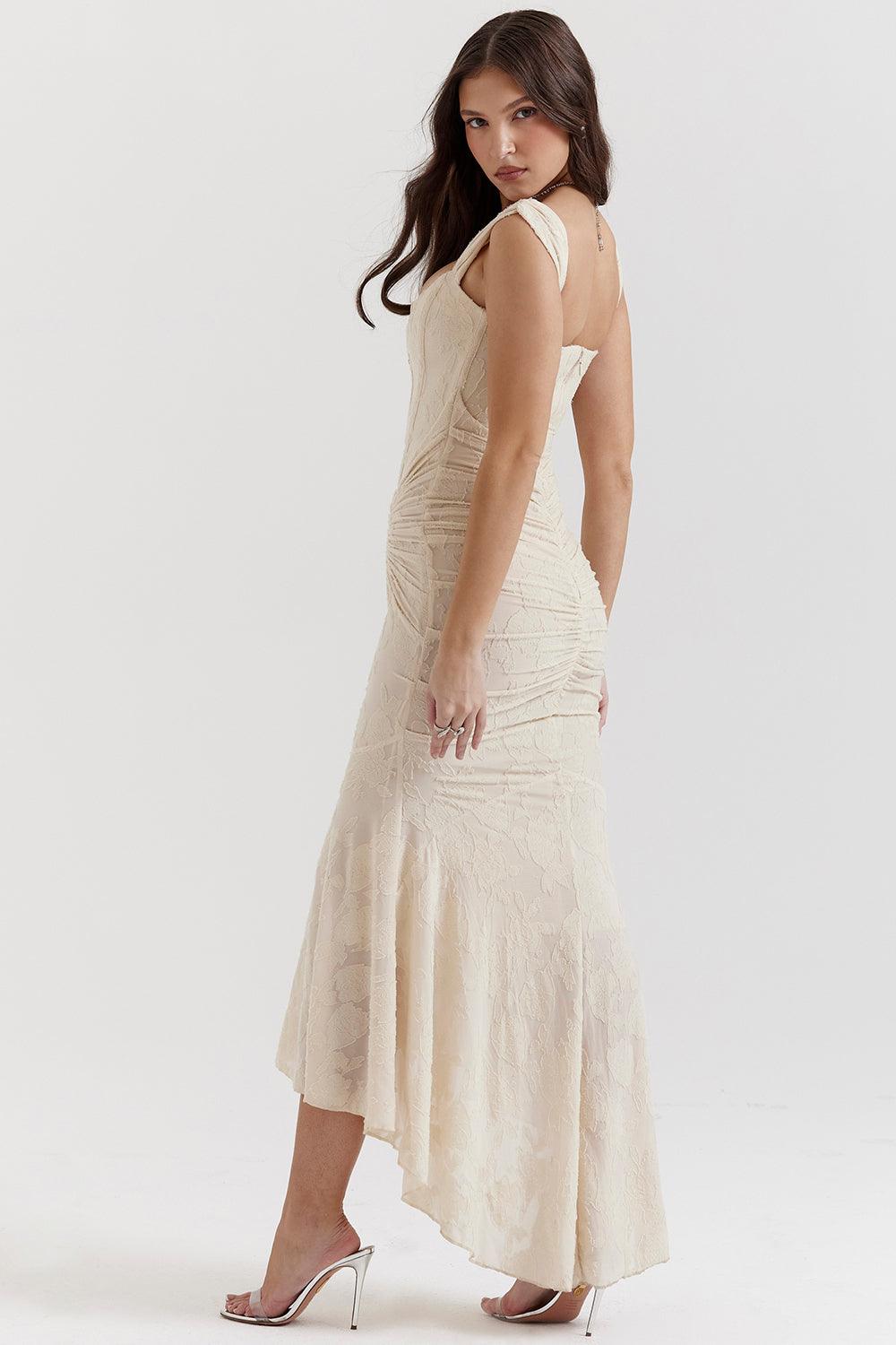 Getextureerde maxi-jurk met elegante pasvorm – Amelie