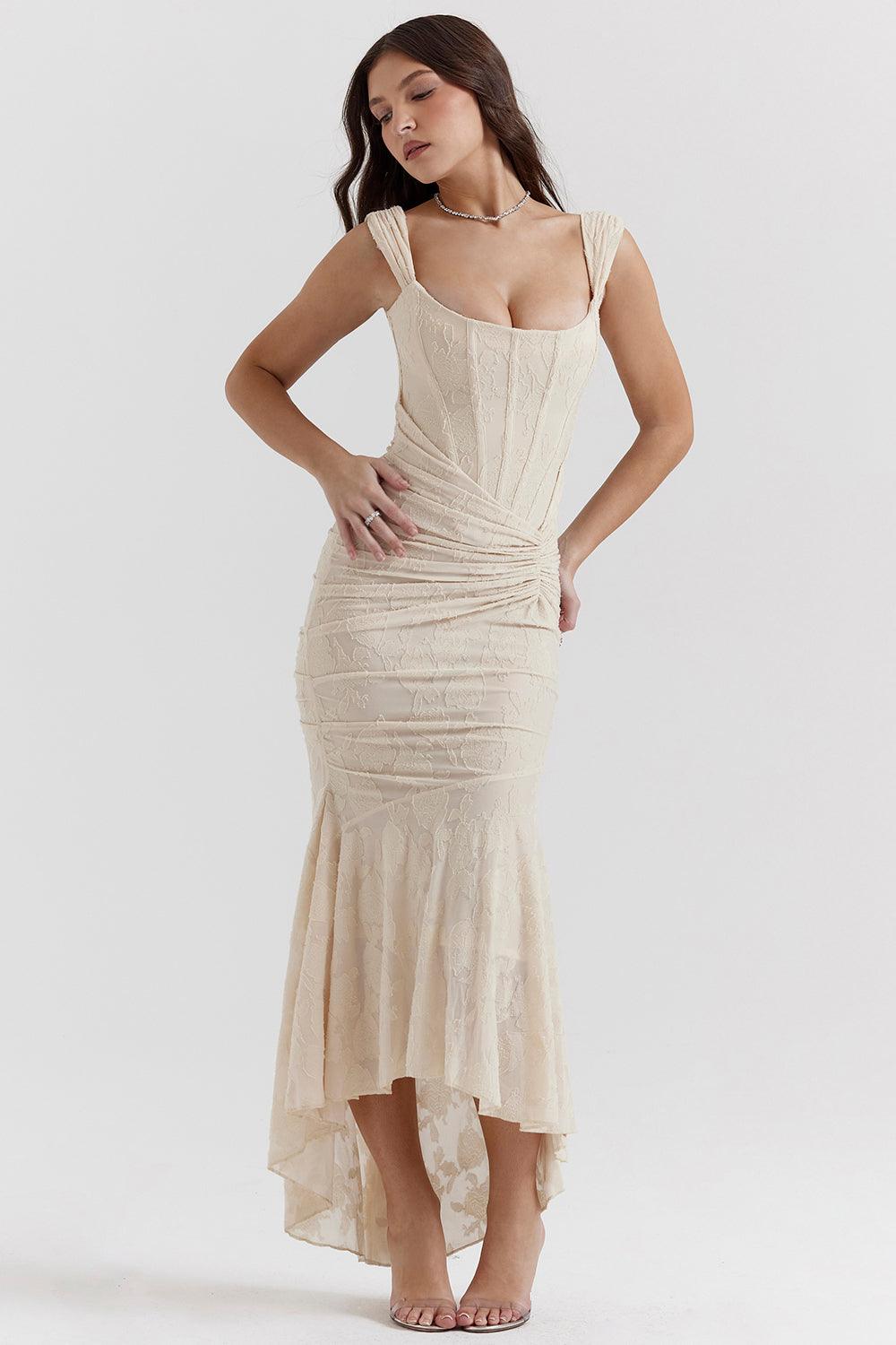 Getextureerde maxi-jurk met elegante pasvorm – Amelie