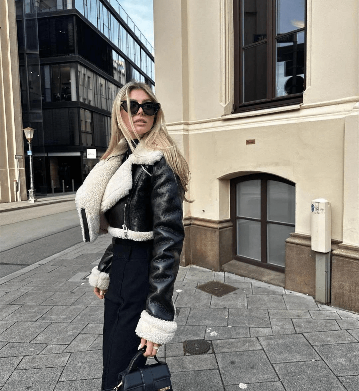 Dames sherling leren jack voor warmte en stijl – Eveline