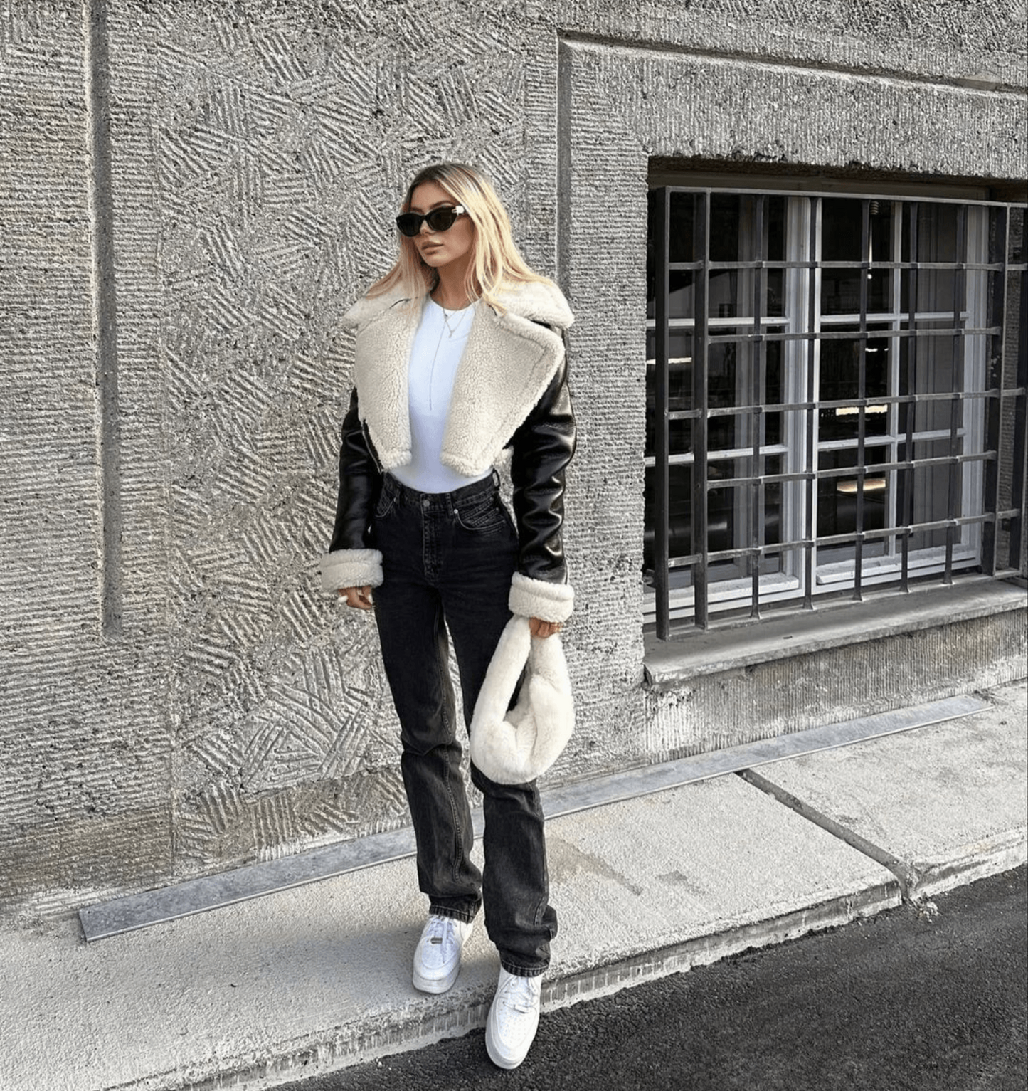 Dames sherling leren jack voor warmte en stijl – Eveline