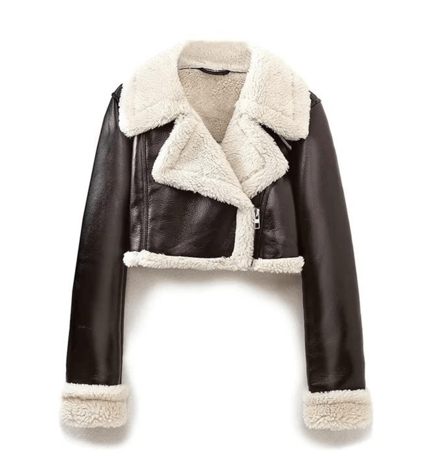 Dames sherling leren jack voor warmte en stijl – Eveline