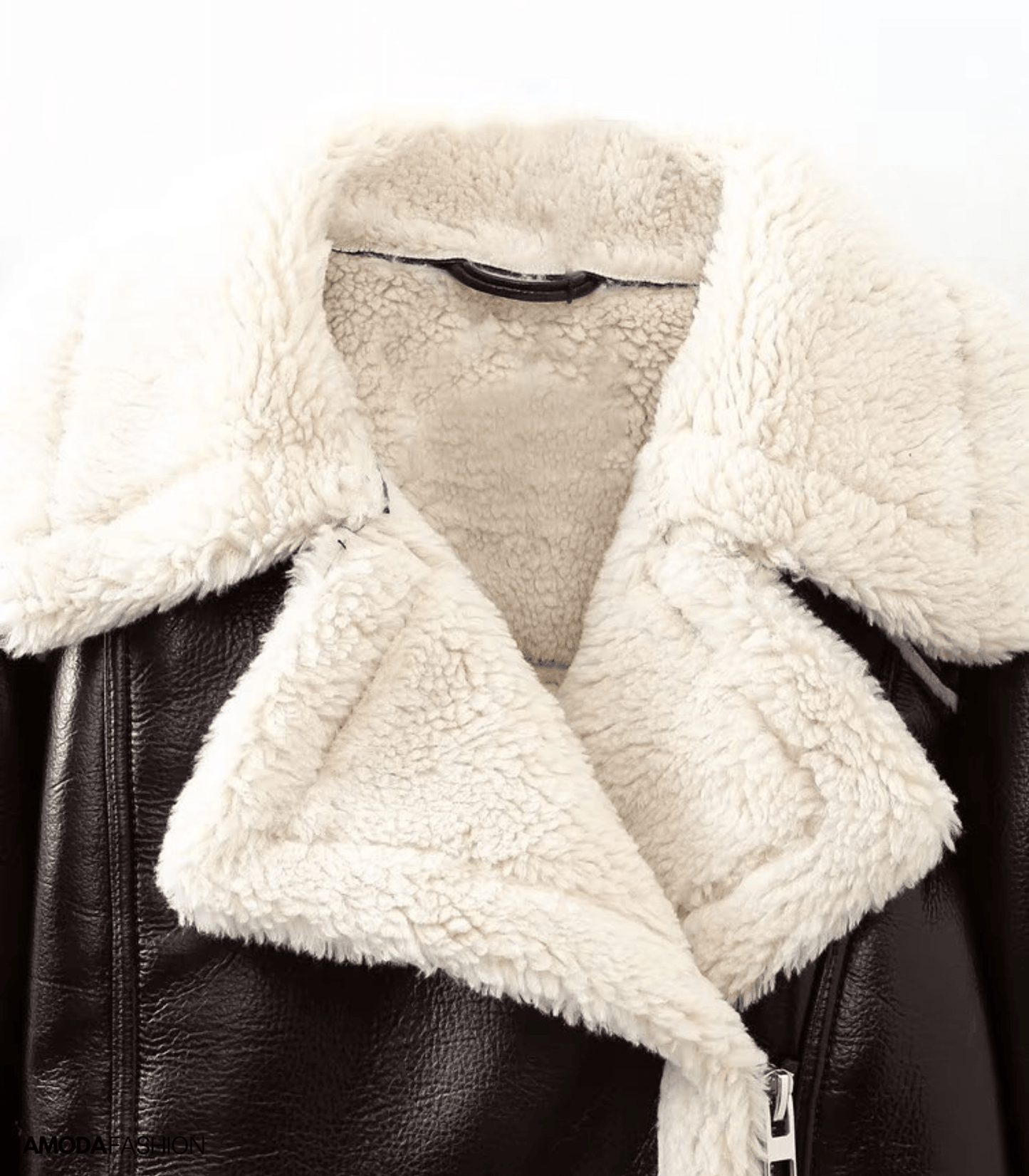 Dames sherling leren jack voor warmte en stijl – Eveline