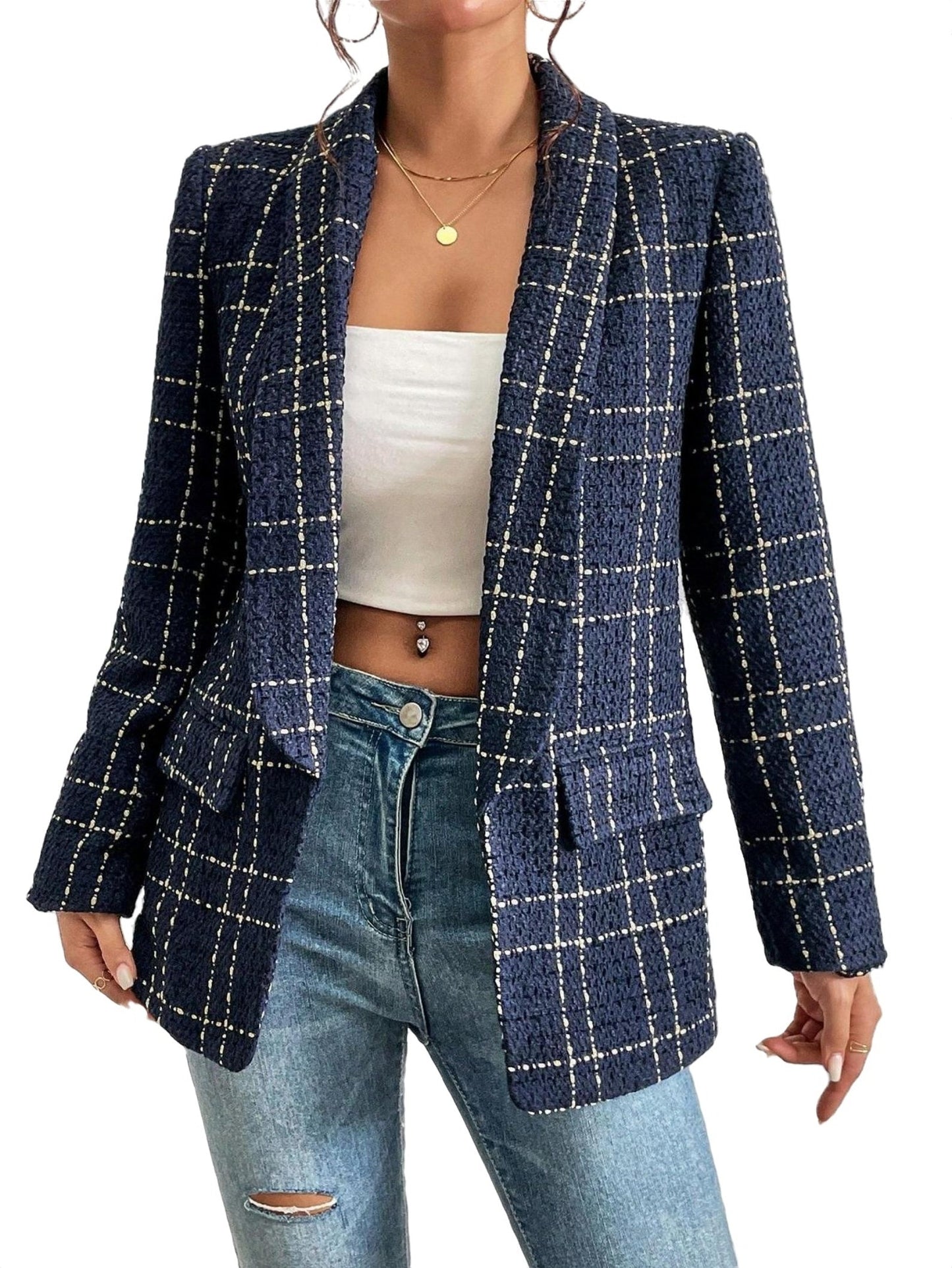 Geruite damesblazer voor elegante stijl en comfort – Clara