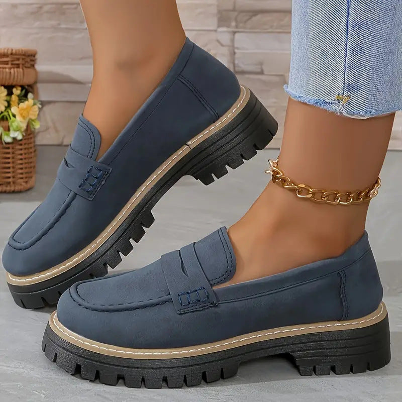 Chunky dames loafers met verhoogde zool en suede – Lurova