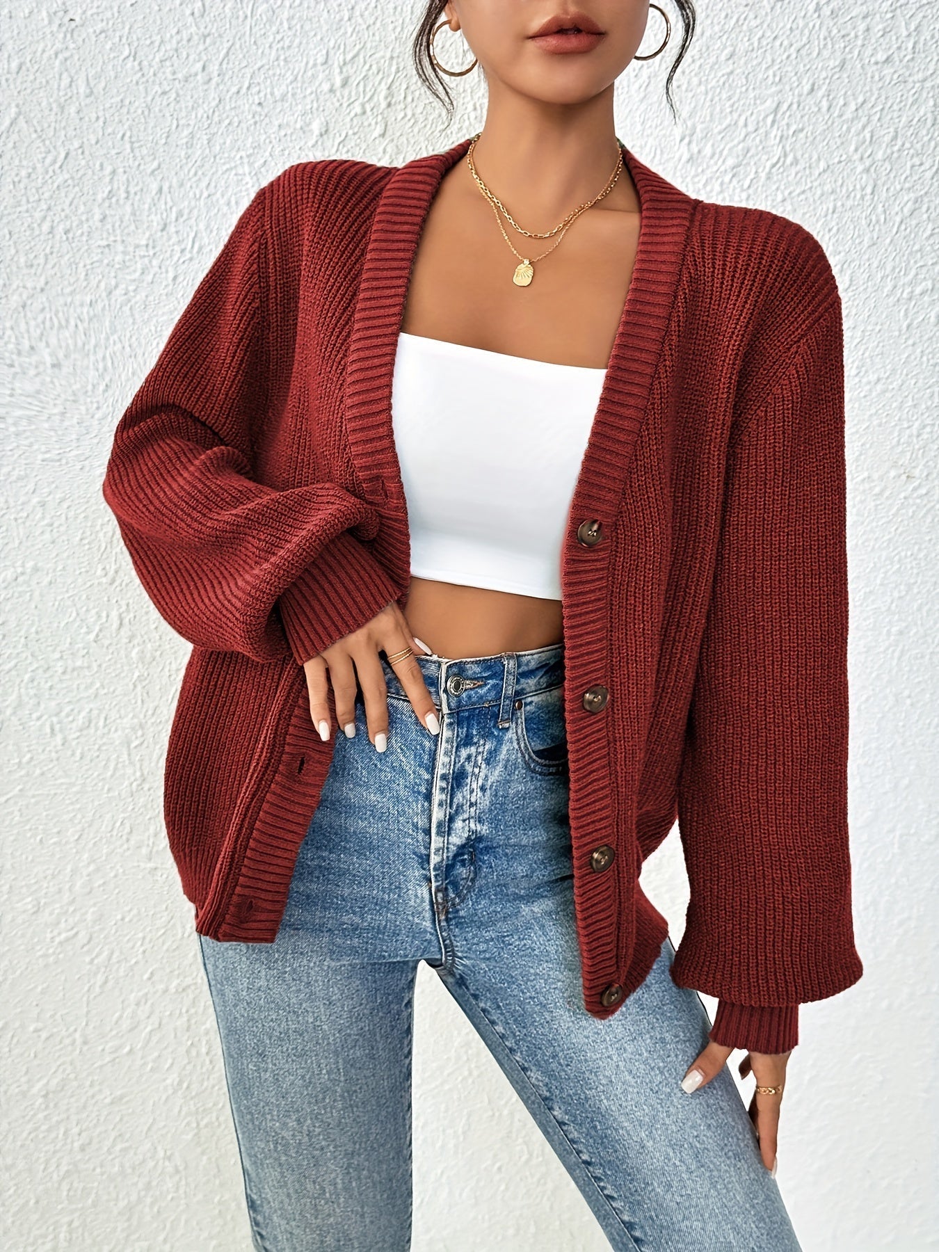 Stijlvol vest met knopen en V-hals – Olivia