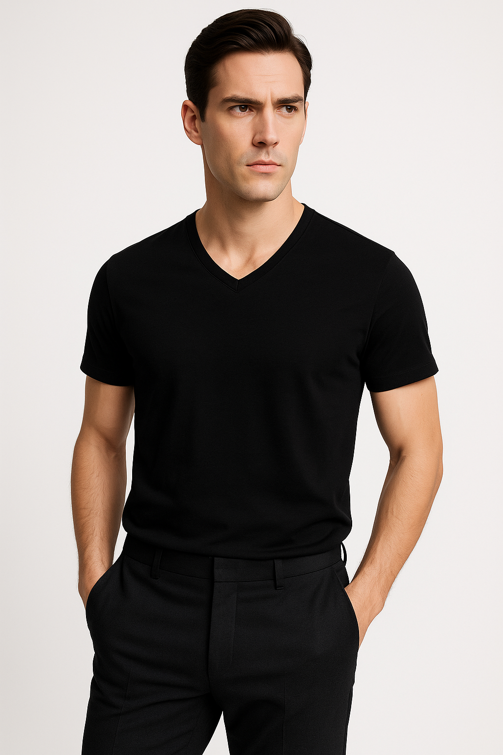 Bamboe heren T-shirt met V-hals lichtgewicht –Ambroos