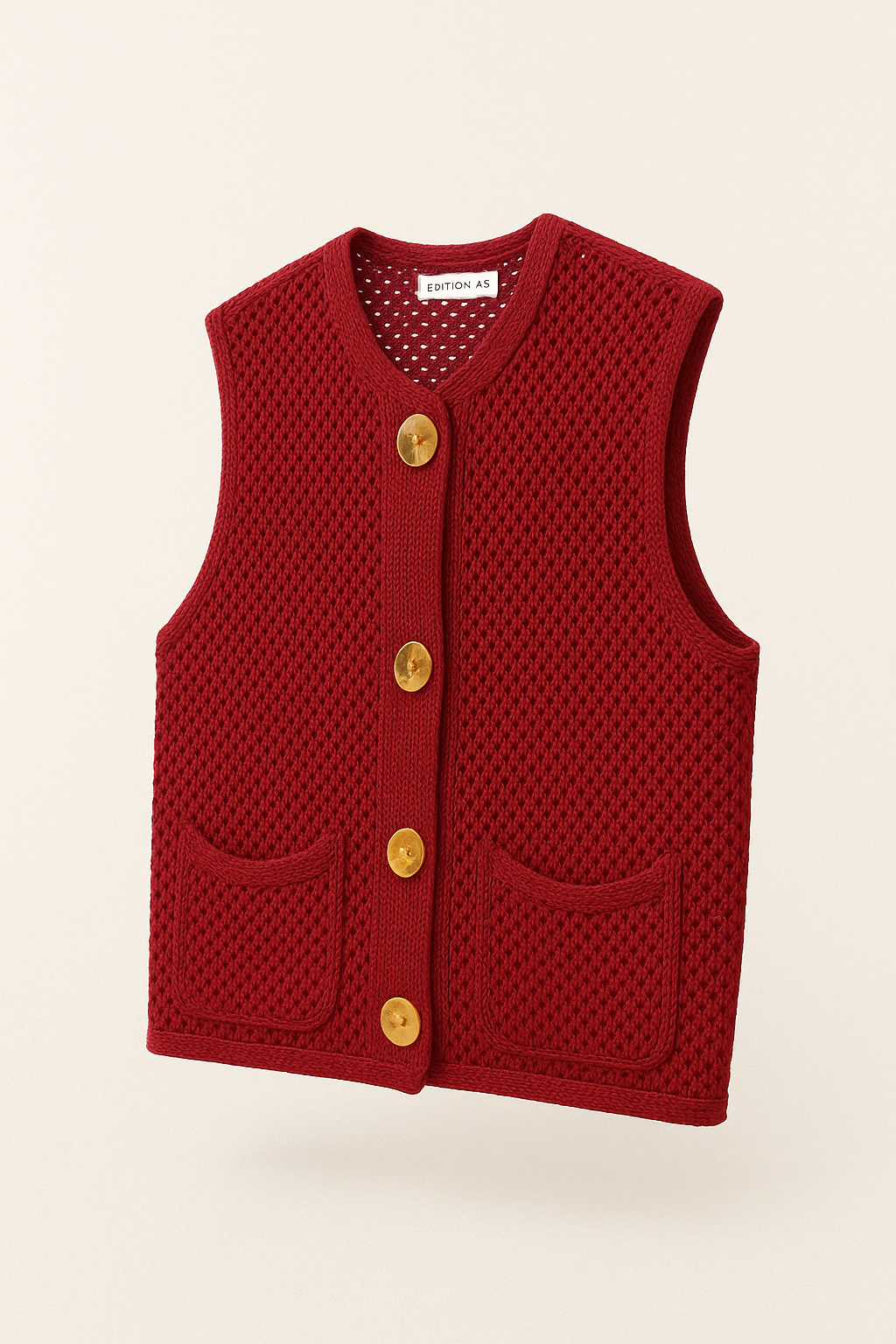 Mouwloos Gebreid Zomervest met Knoopjes – Livana