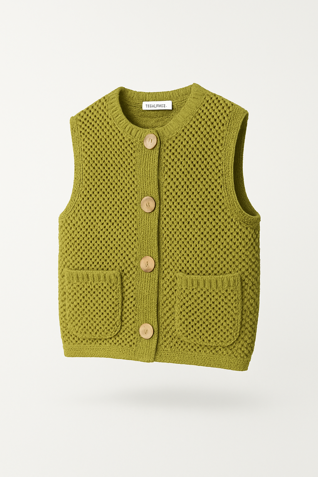 Mouwloos Gebreid Zomervest met Knoopjes – Livana