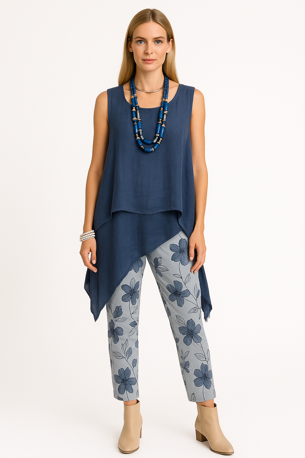 Tweedelige dames set met top en printbroek – Mila