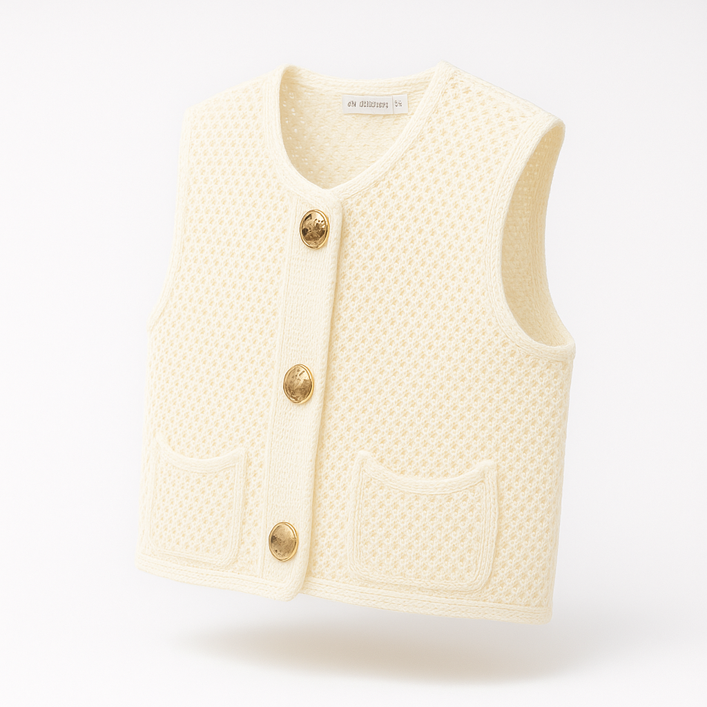 Mouwloos Gebreid Zomervest met Knoopjes – Livana