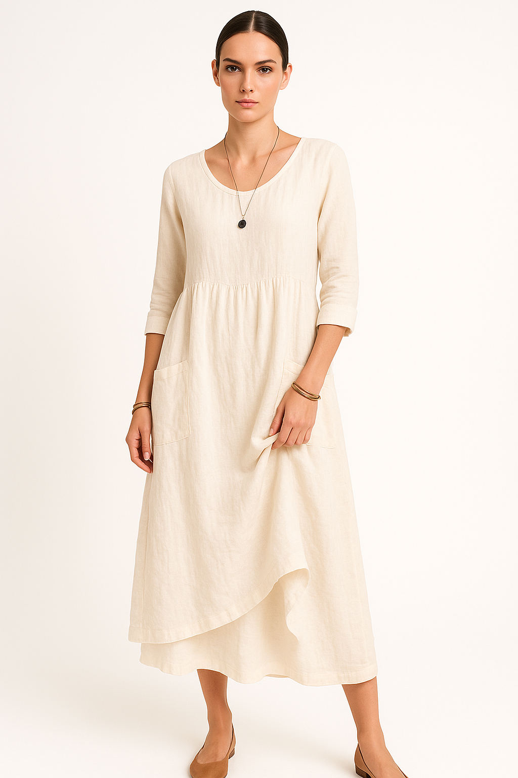 Losse maxi zomerjurk met ronde hals – Cirelle