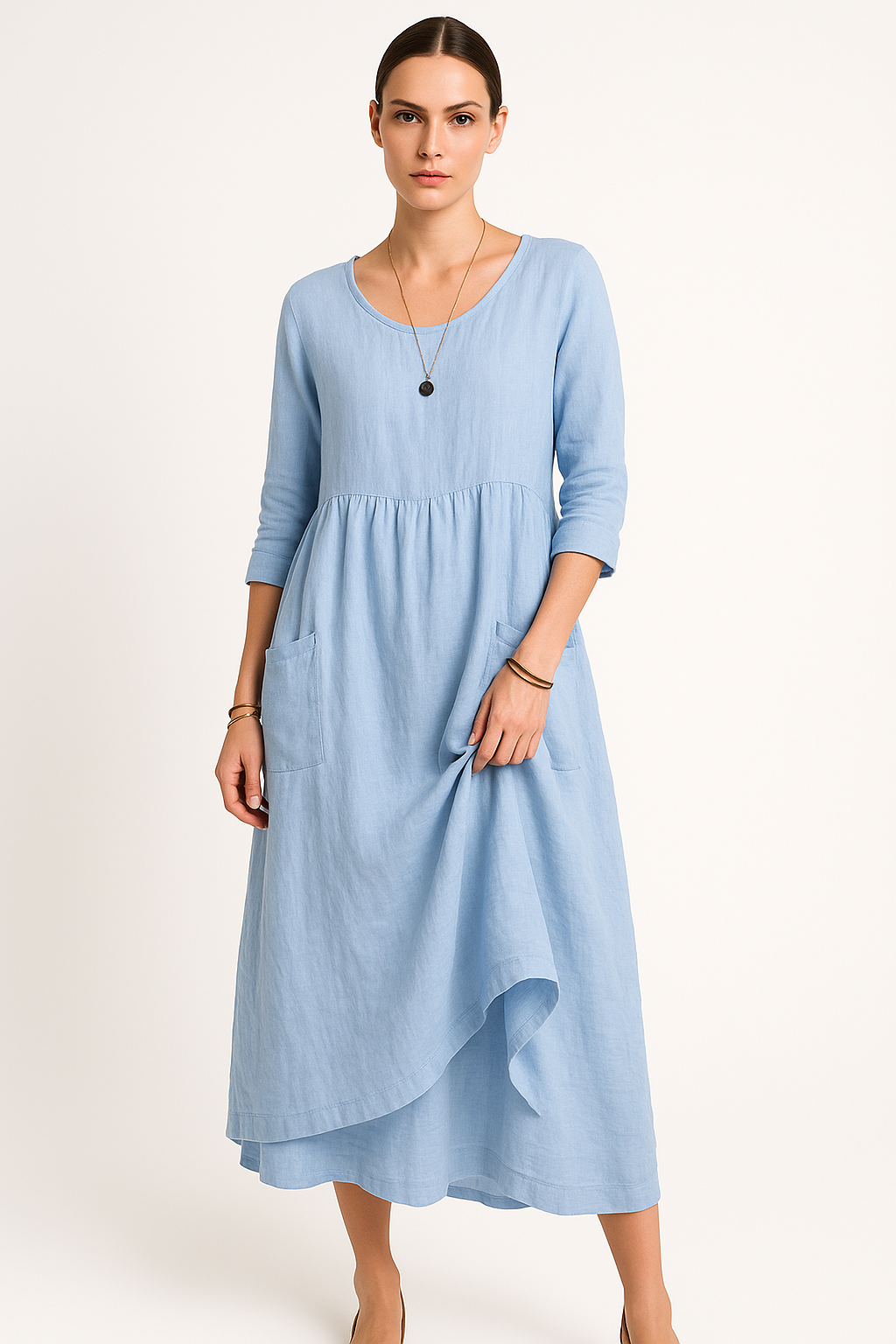 Losse maxi zomerjurk met ronde hals – Cirelle