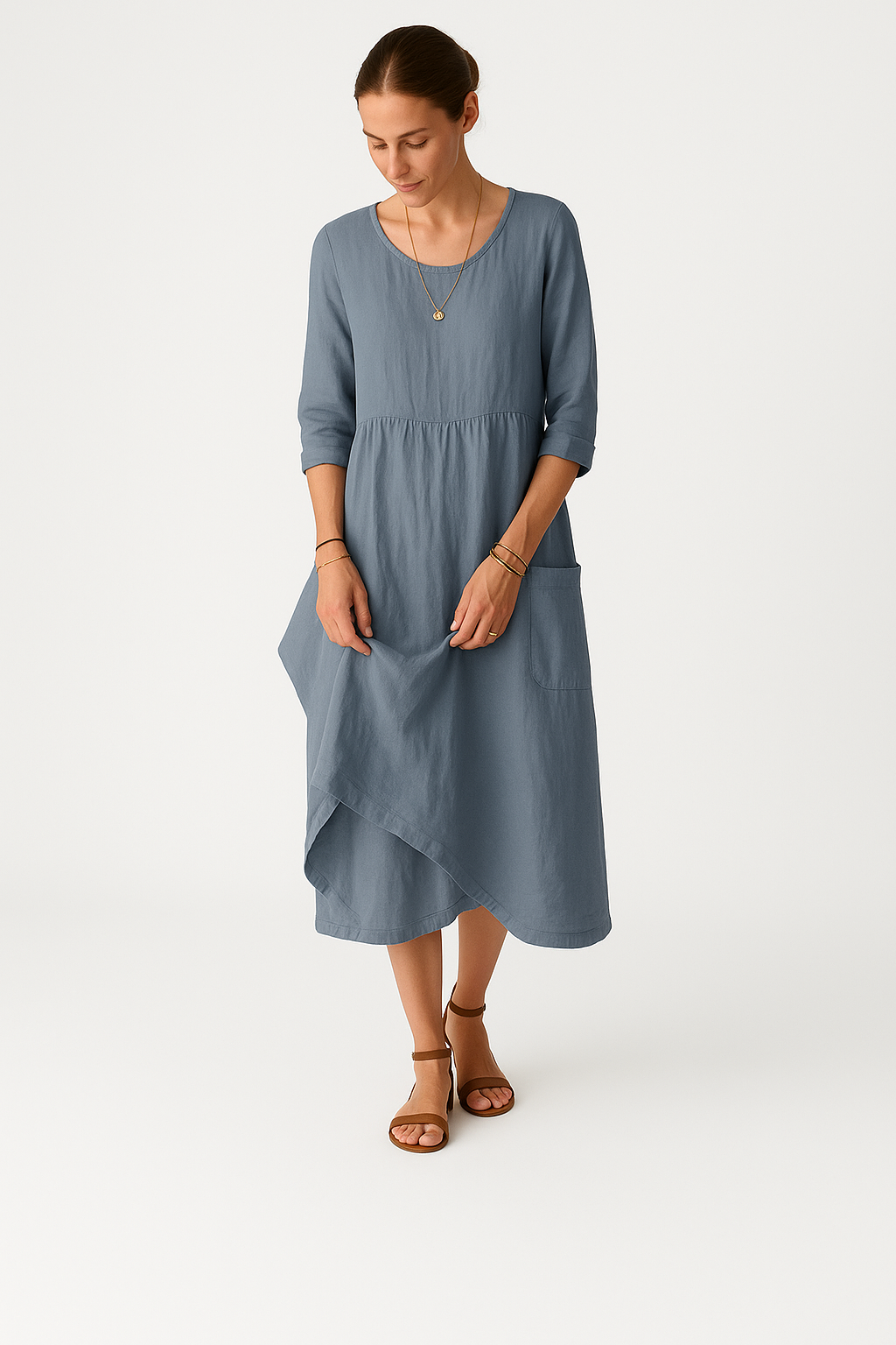 Losse maxi zomerjurk met ronde hals – Cirelle