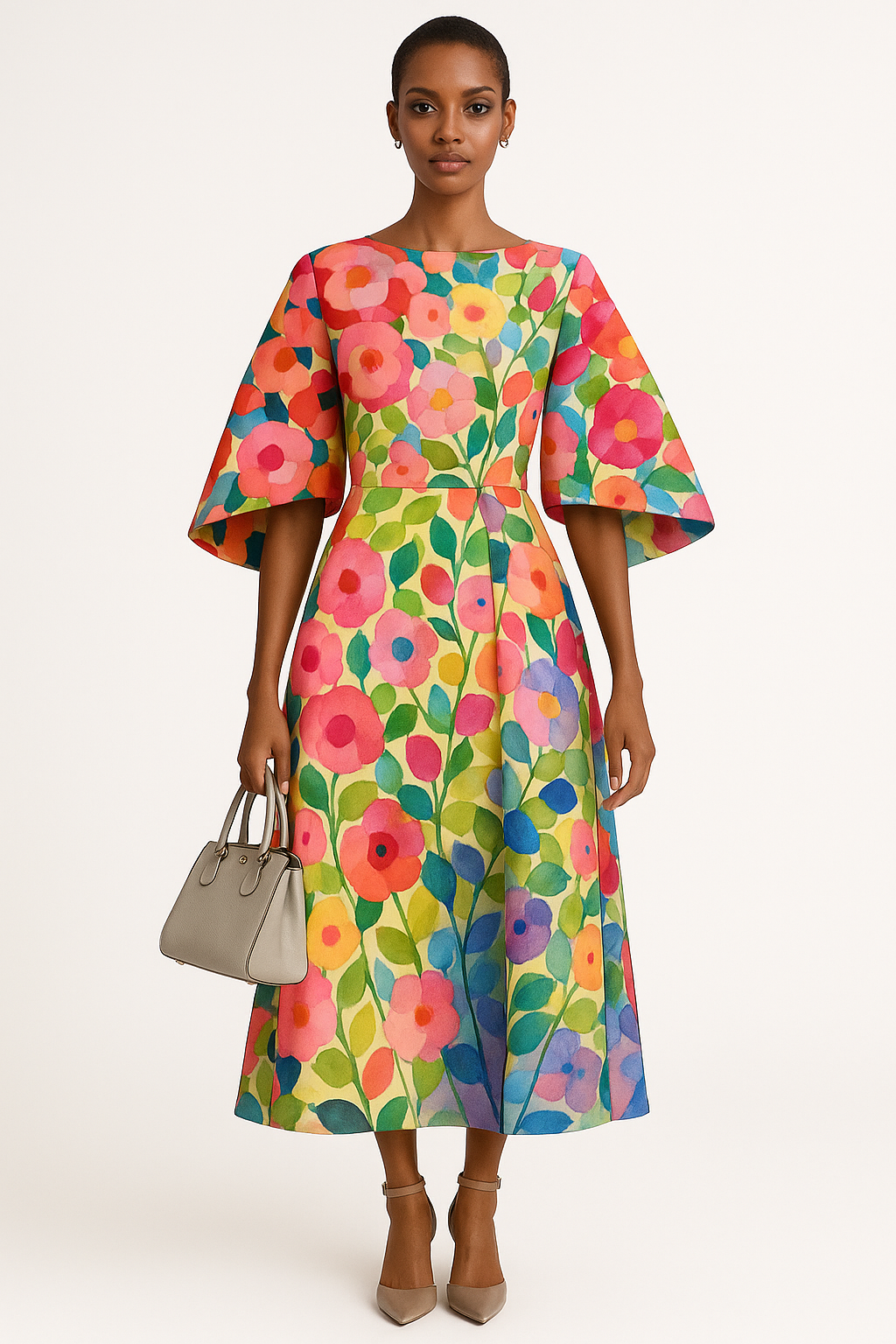 Elegante damesjurk met bloemenprint en pasvorm – Celeste