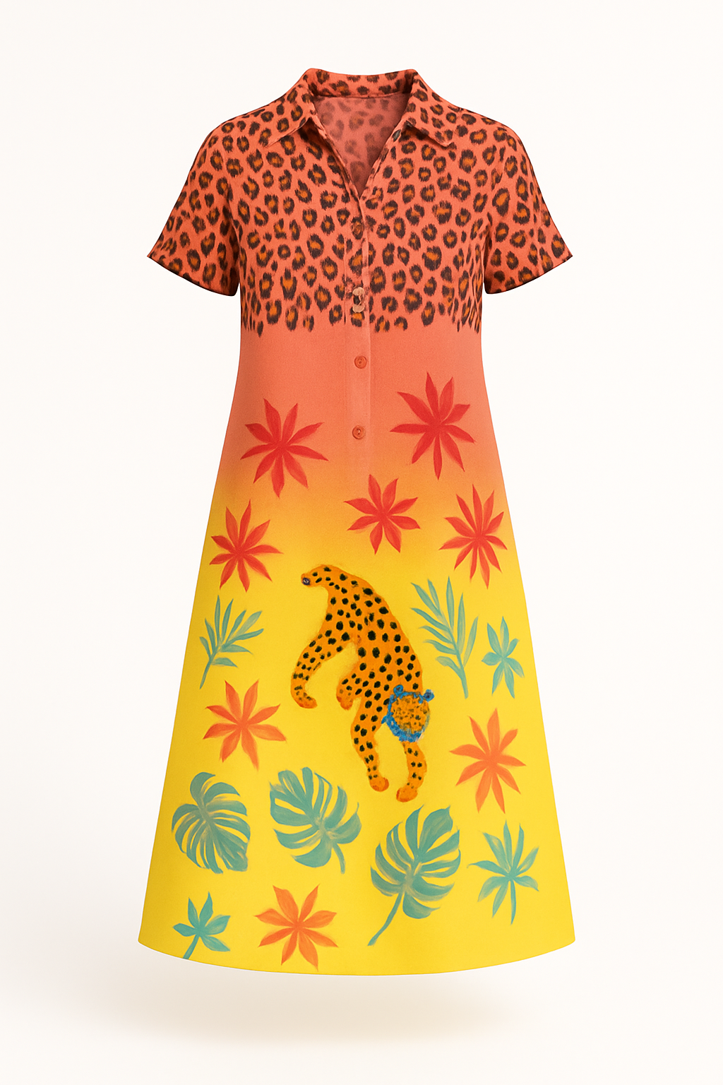 Luchtige maxi-jurk met V-hals en prints – Lara