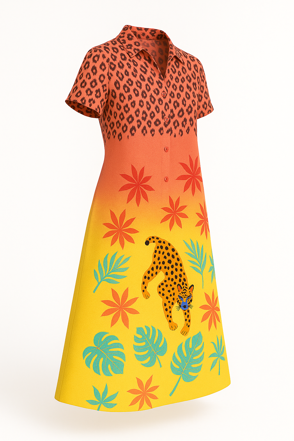 Luchtige maxi-jurk met V-hals en prints – Lara