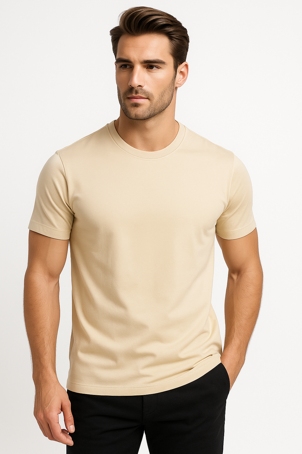 T-shirt heren katoen met geometrisch patroon – Bram