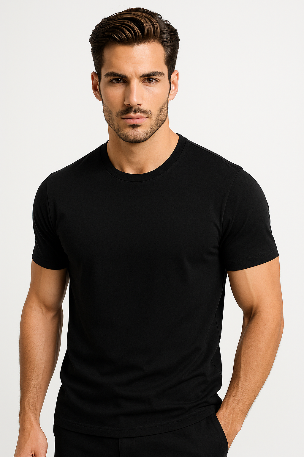 T-shirt heren katoen met geometrisch patroon – Bram