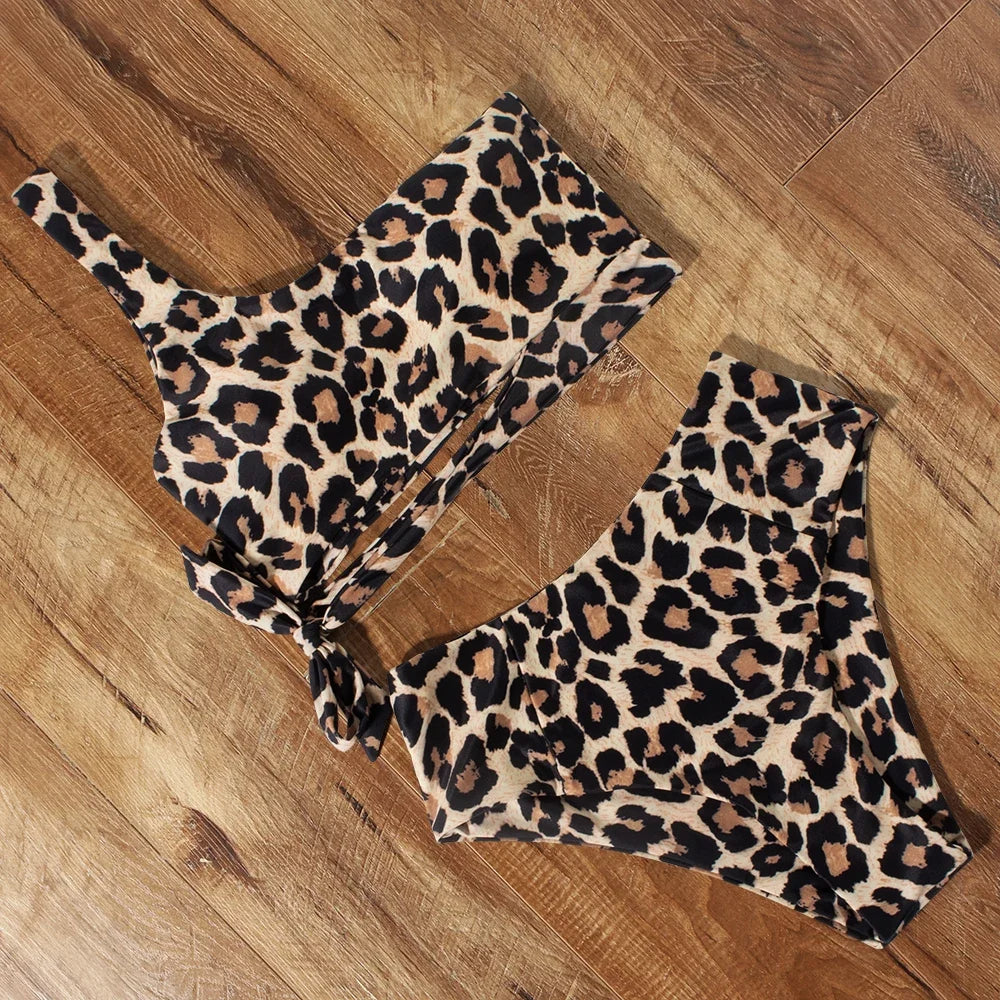 Bikini One-Shoulder High Waist Luipaardprint Design – Zephira