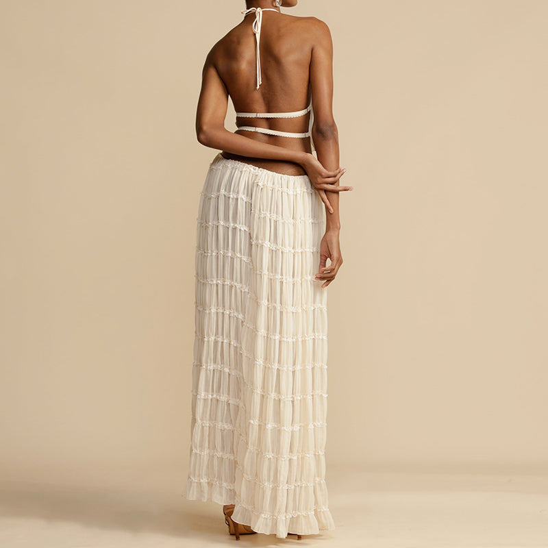 Boho dames maxi set met rugloos halterontwerp – Amara