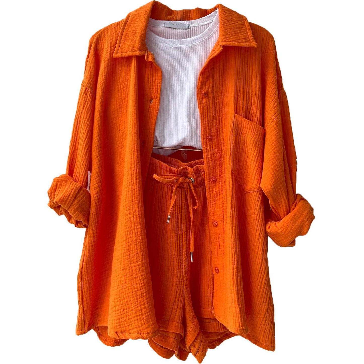 Zomer dames set met korte broek en kraag – Elvía