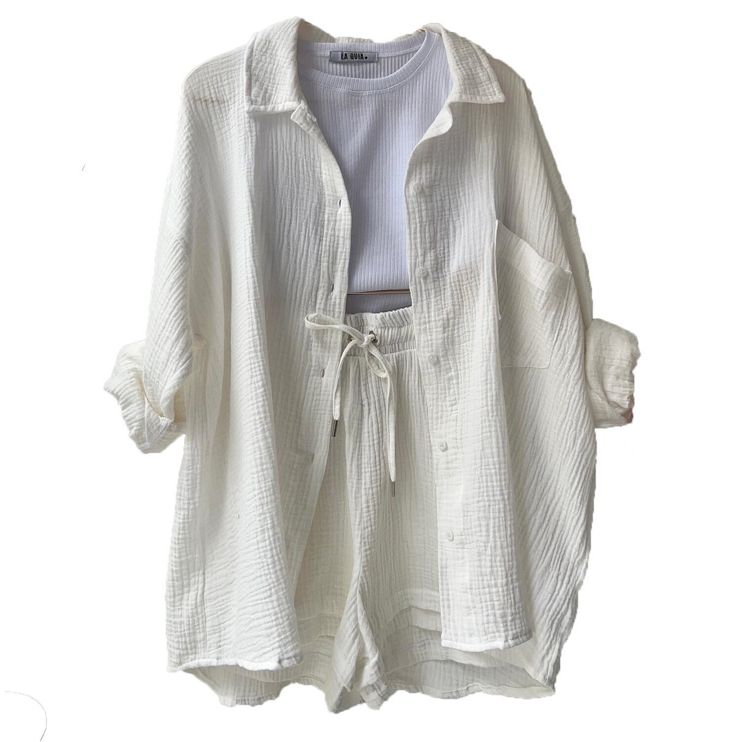 Zomer dames set met korte broek en kraag – Elvía