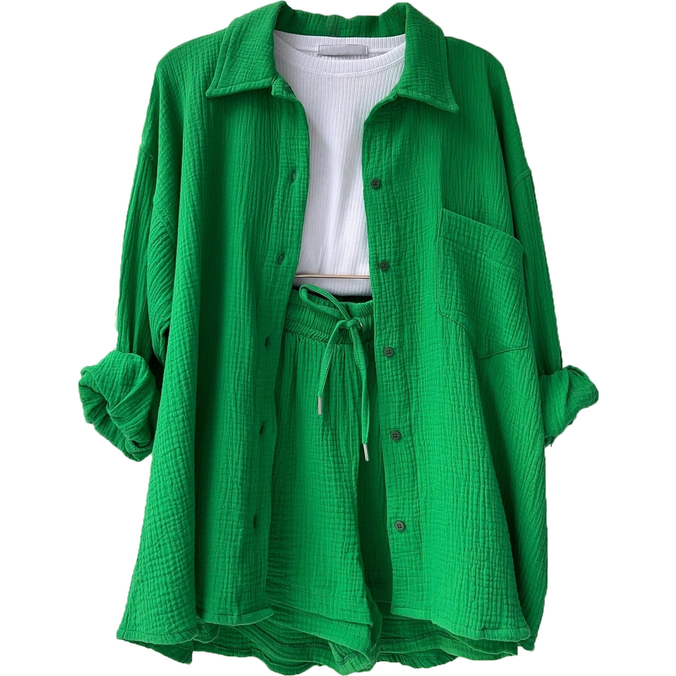 Zomer dames set met korte broek en kraag – Elvía