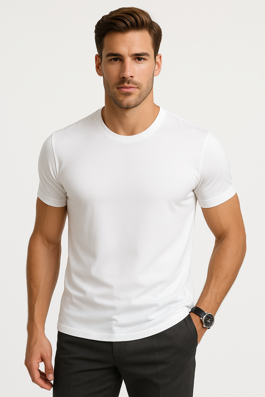 T-shirt heren katoen met geometrisch patroon – Bram
