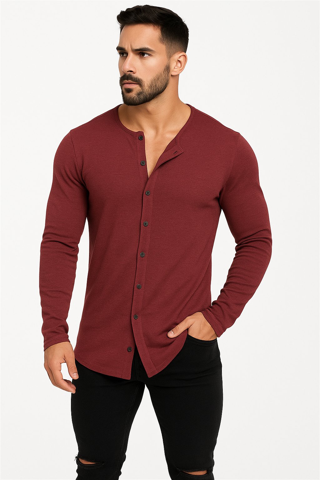 Lange mouwen T-shirt met knoopjes voor heren – John