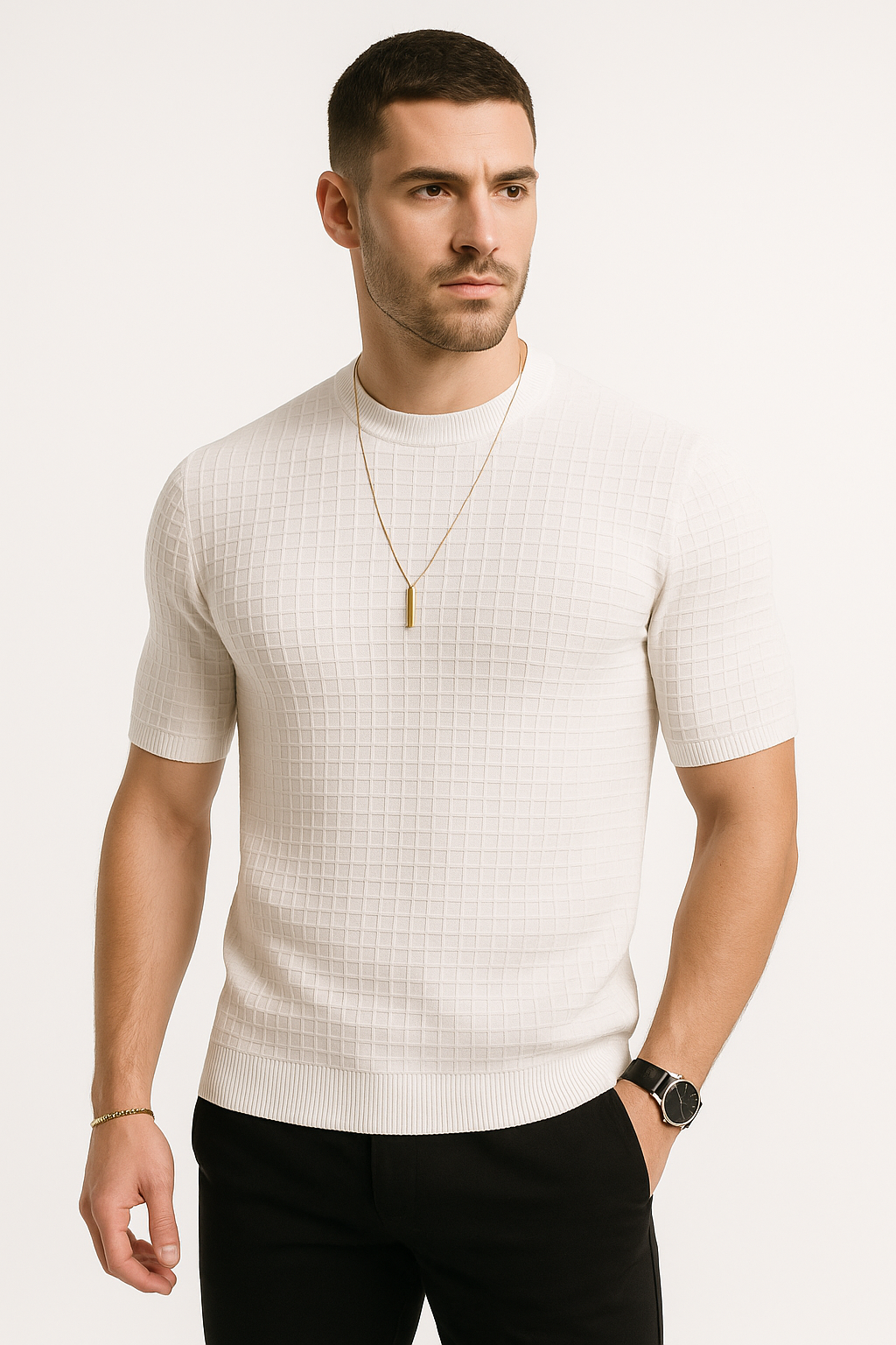 Casual heren T-shirt – ademend met wafelstructuur – Diederik