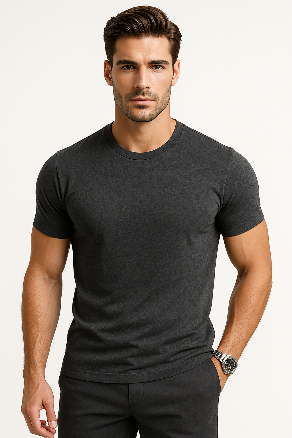 T-shirt heren katoen met geometrisch patroon – Bram