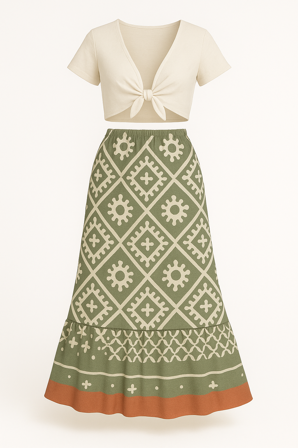 Boho damesrok met print en verstelbare taille – Cassey