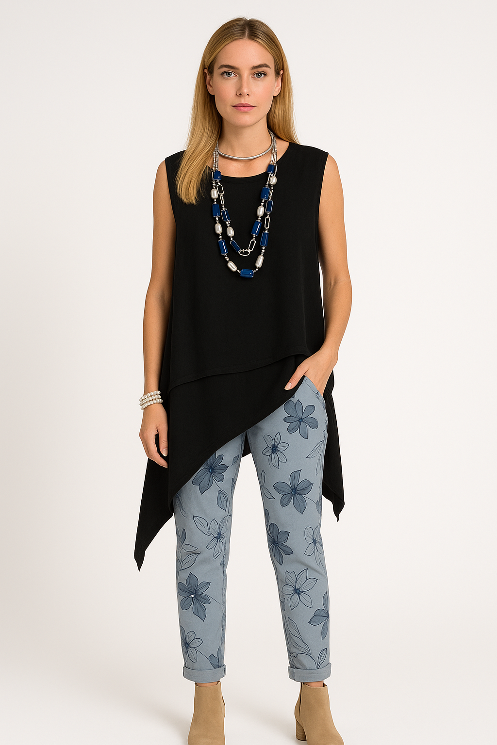 Tweedelige dames set met top en printbroek – Mila
