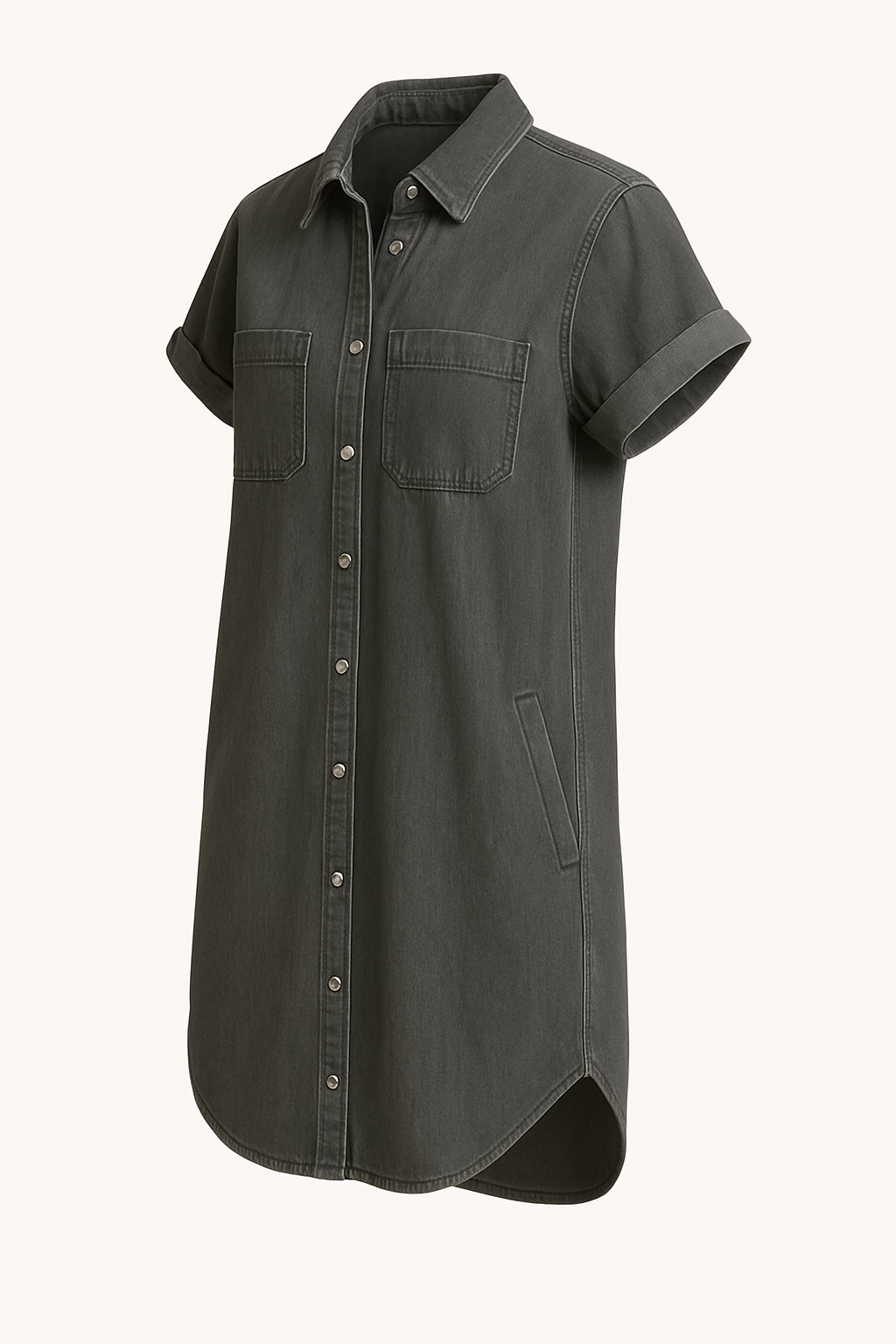 Denim Jurk met Korte Mouwen voor Casual Elegantie – Aubree