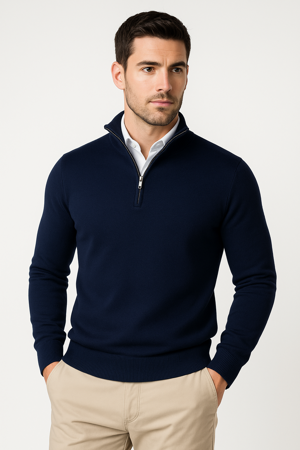 Merino herentrui met halve rits en comfort – Peter