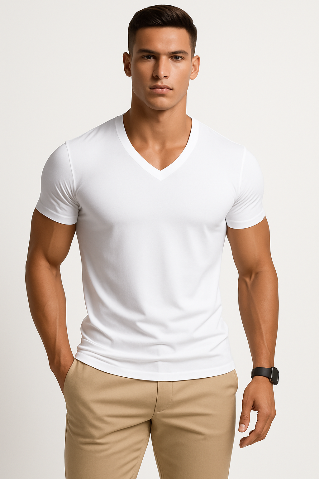 Casual V-hals T-shirt voor heren, ademend comfort – Pieter