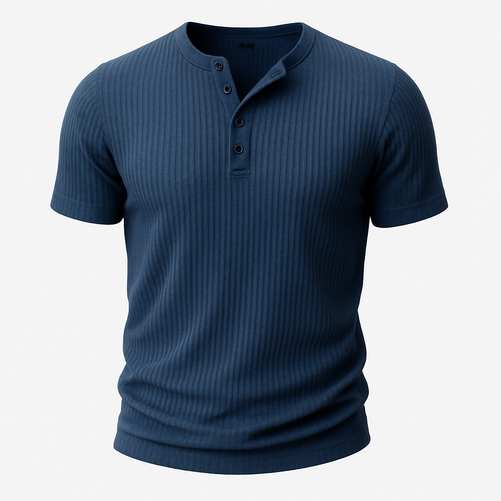 Muscle Fit Henley T-shirt voor heren met knopen – Bart