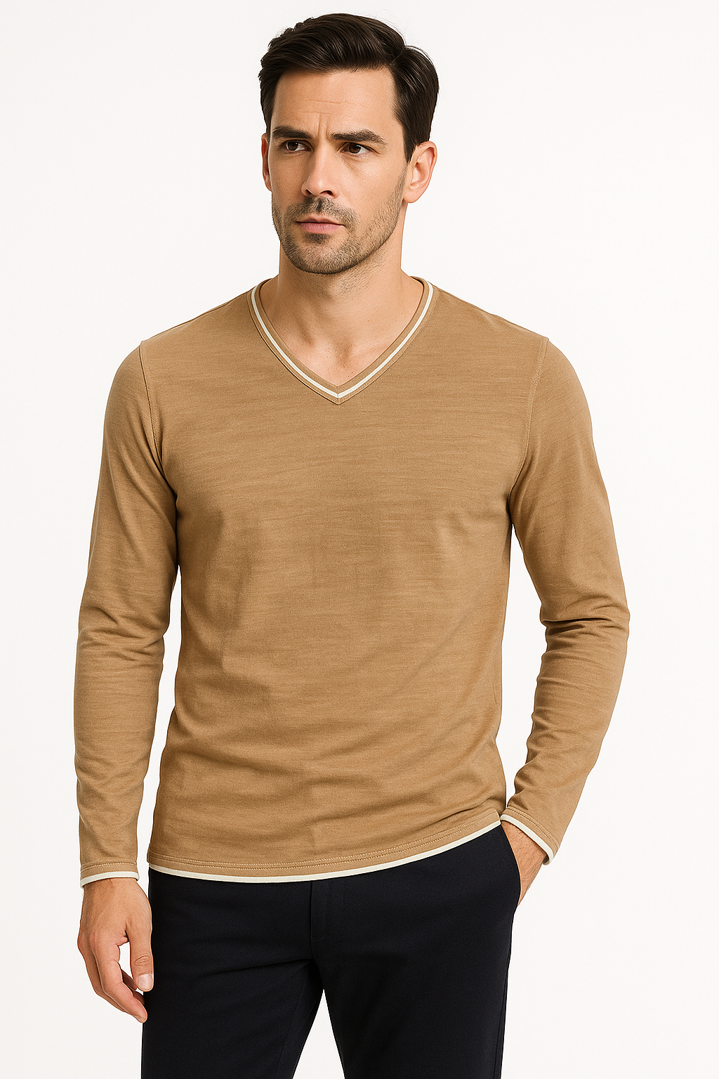 Herenoverhemd met V-Hals – Zomer Comfort Fit – Nakuro