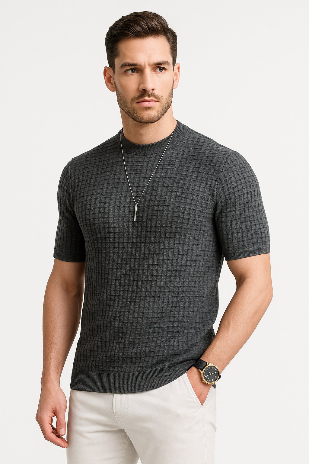 Casual heren T-shirt – ademend met wafelstructuur – Diederik
