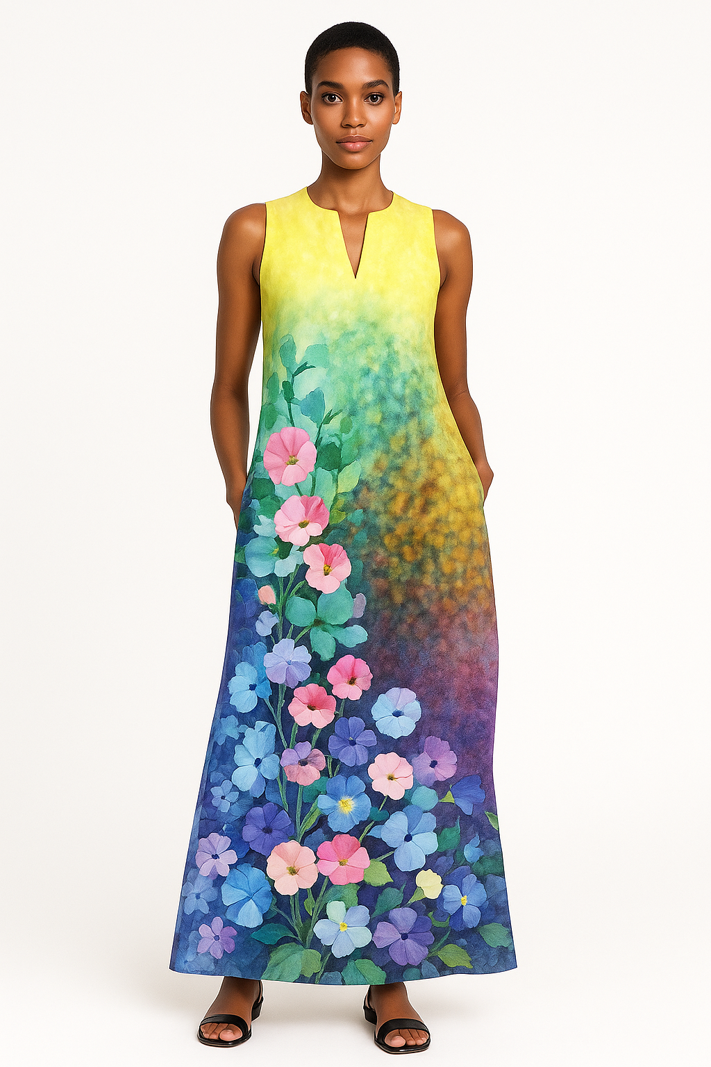 Turquoise damesjurk met glanseffect en taillering – Carolin