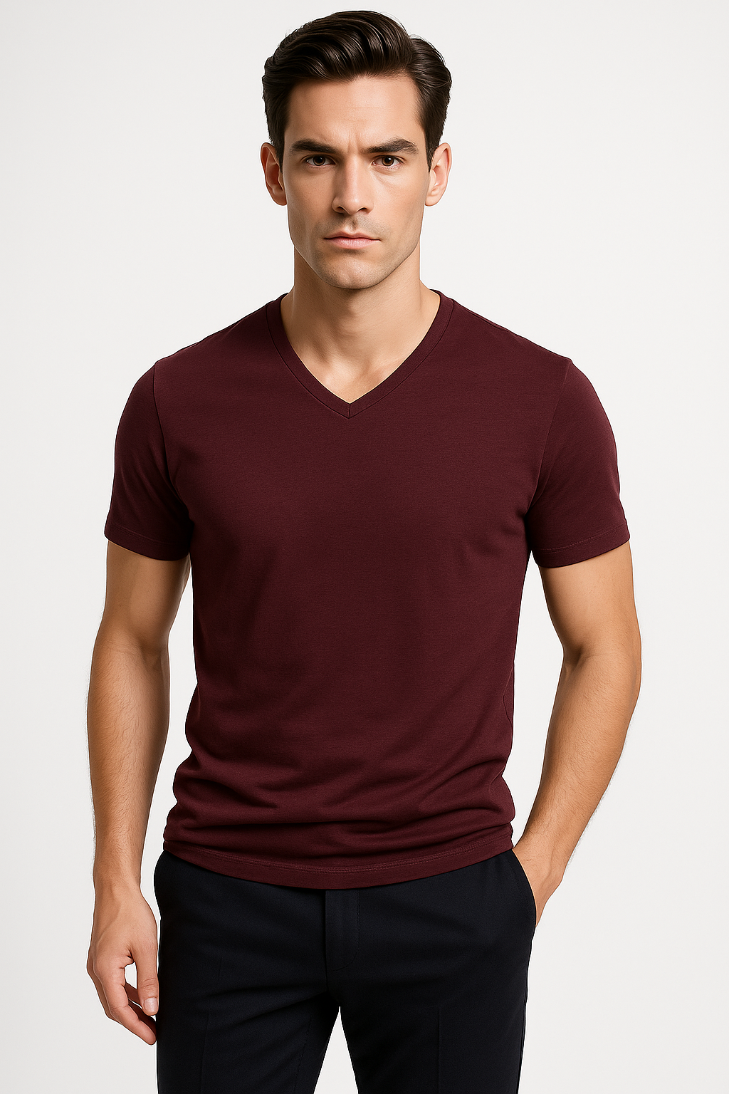 Bamboe heren T-shirt met V-hals lichtgewicht –Ambroos