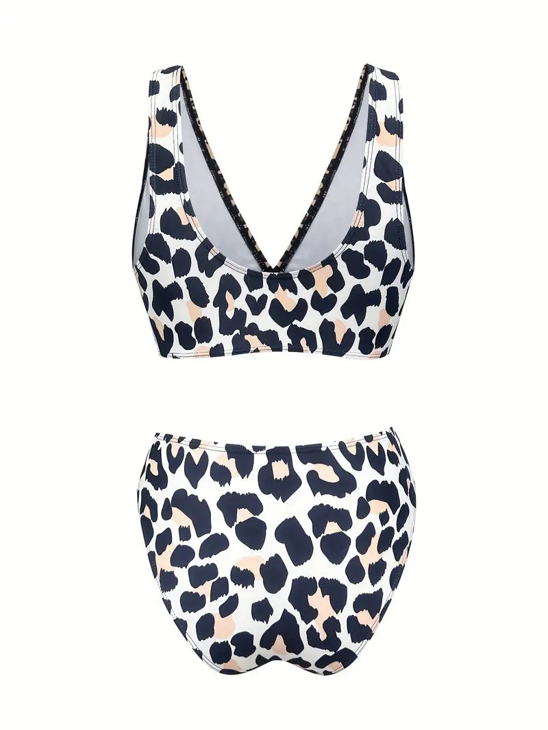 Panterprint bikini dames V-hals hoog model – Zayenna