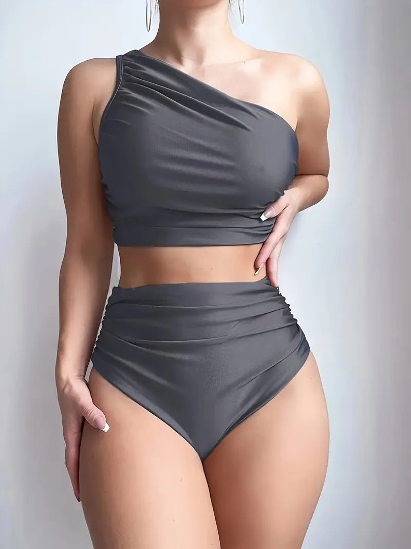 Satijnen bikini dames één schouder elegant – Marilou