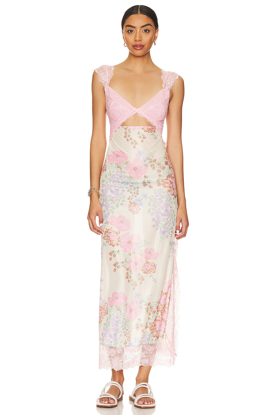 Maxi jurk met bloemenprint en open rug – Selena