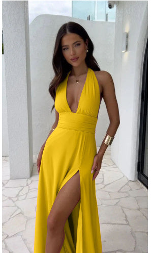 Elegante Maxi Jurk Met V-Hals - Julia