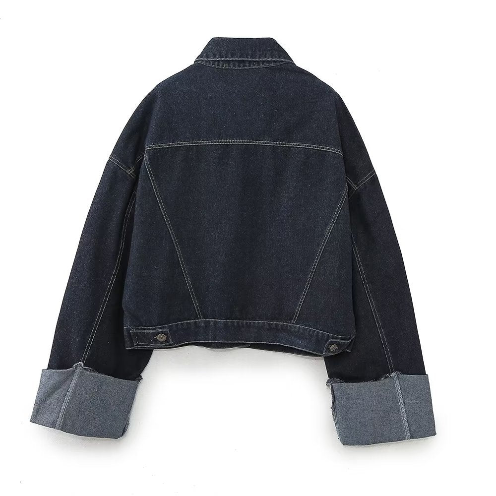 Denim Set voor Dames met Cropped Jacket en Wijde Jeans – Reyna